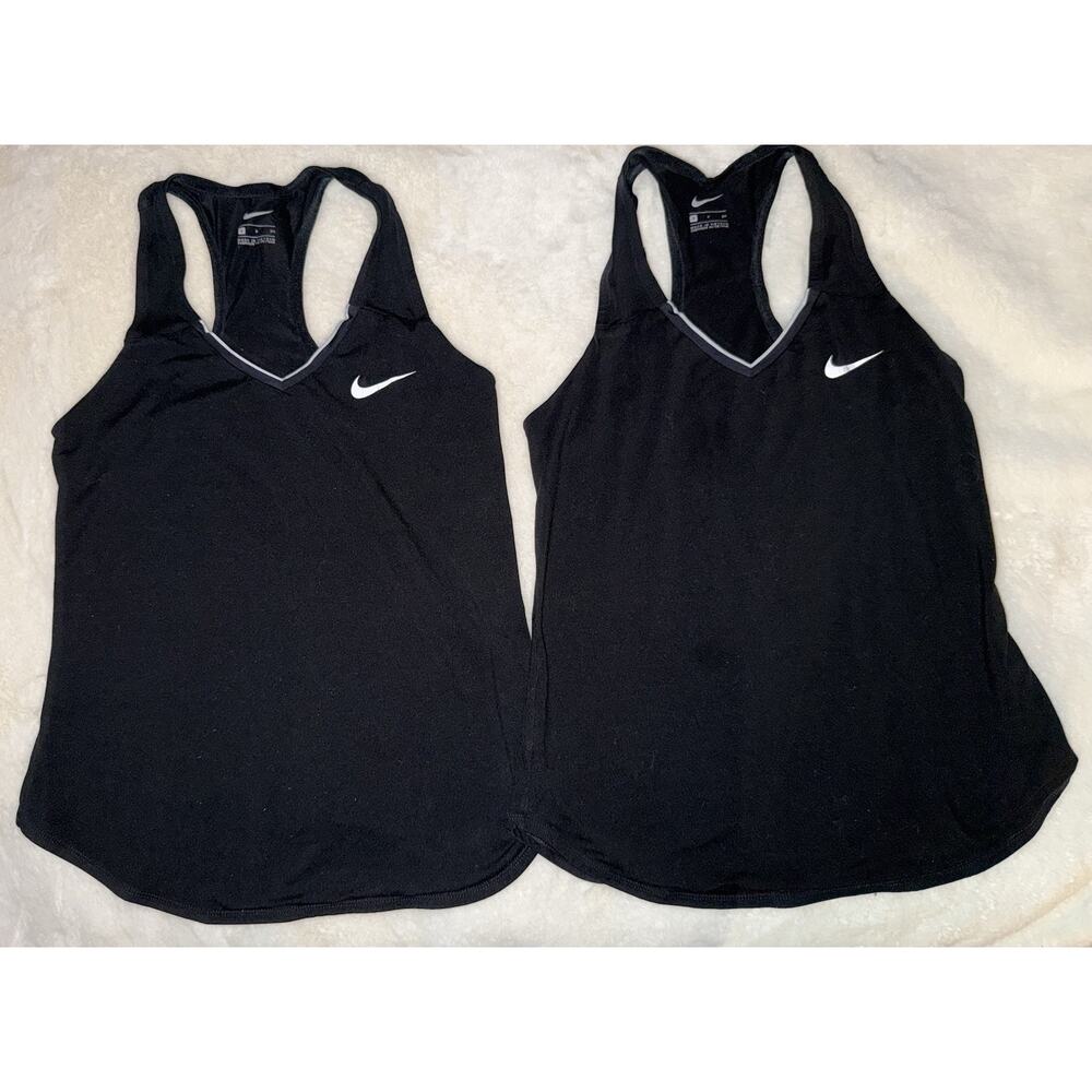 Nike Women’s Small Dri-FIT Tank Top Bundle Black Racerback Workout 2 Pc
